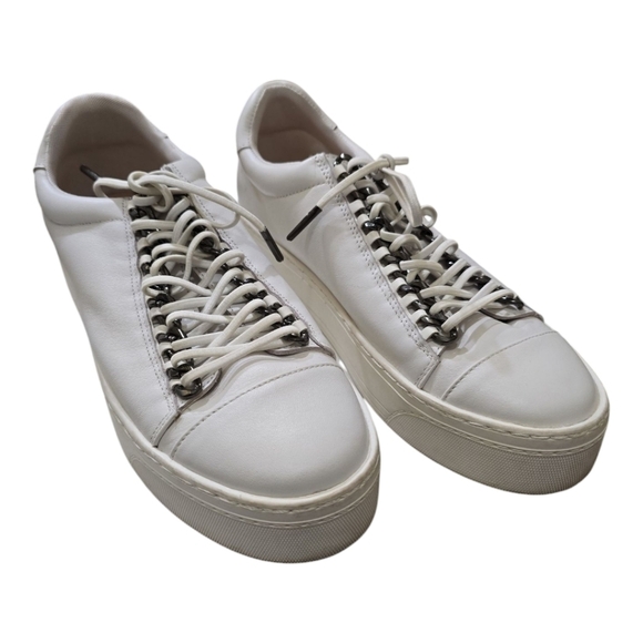Carvela Shoes - Carvela UK White Sneakers With Metal Chain Lace Through 39 8.5 Elastic Laces